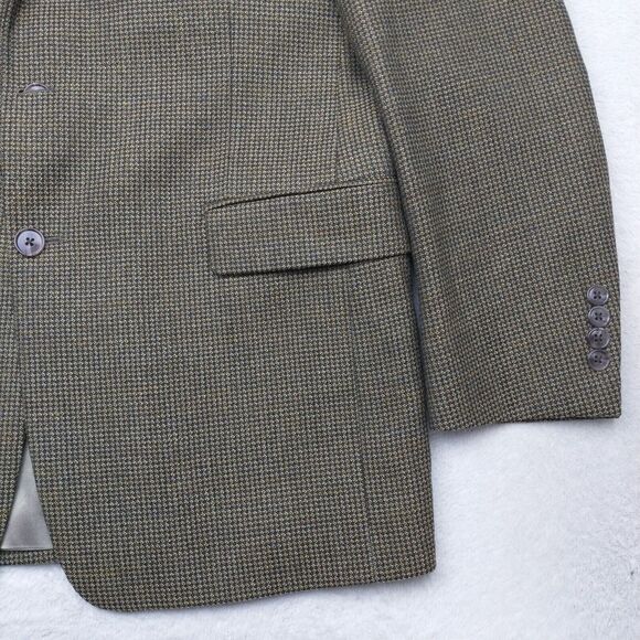 Hickey Freeman Blazer Mens 40R Brown Geometric 2‎ Button Wool Sport Jacket Suit - Picture 4 of 12